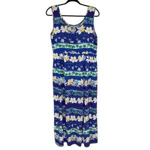 VTG Jams World Floral Tropical Sleeveless Midi Dress Size Medium